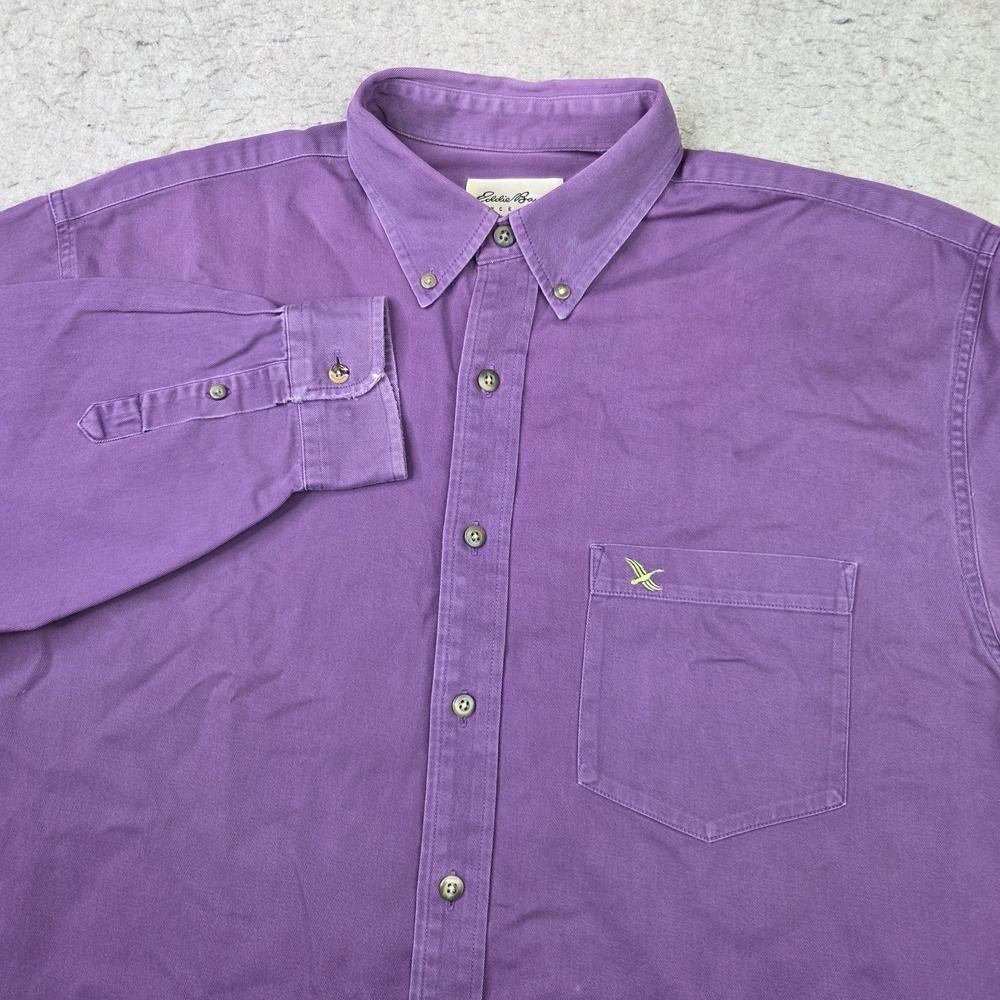 Eddie Bauer Purple Heavyweight Shirt Mens L Long Sleeve Button Down Pocket